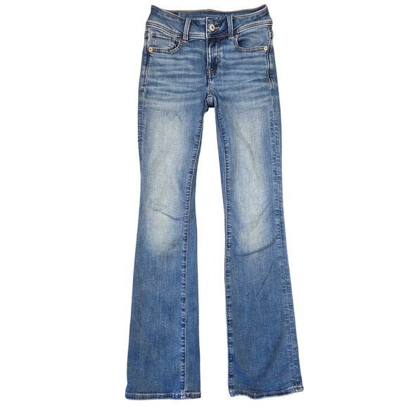 American Eagle Outfitters Denim - American Eagle Kick Boot Jeans Womens 000 Short Blue Next Level Stretch Casual